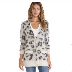 Free People Black and White Leopard Cardigan